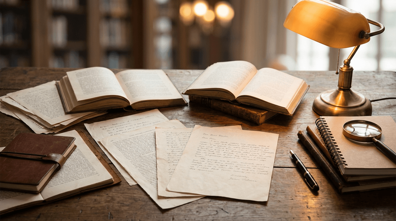 Guest's hands holding prepared notes and topic materials